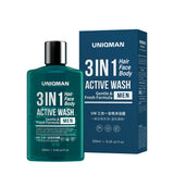 UNIQMAN 3 In 1 Active Wash - Hair Face Body 【Gentle & Fresh】⭐ UW 三合一全效沐浴露 【自信男香】